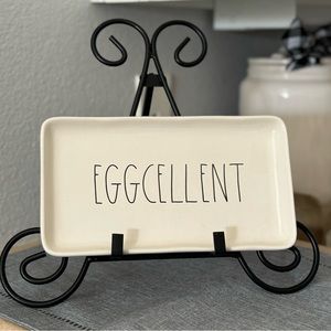 Rae Dunn EGGCELLENT ceramic platter 9x5
Holder not included
